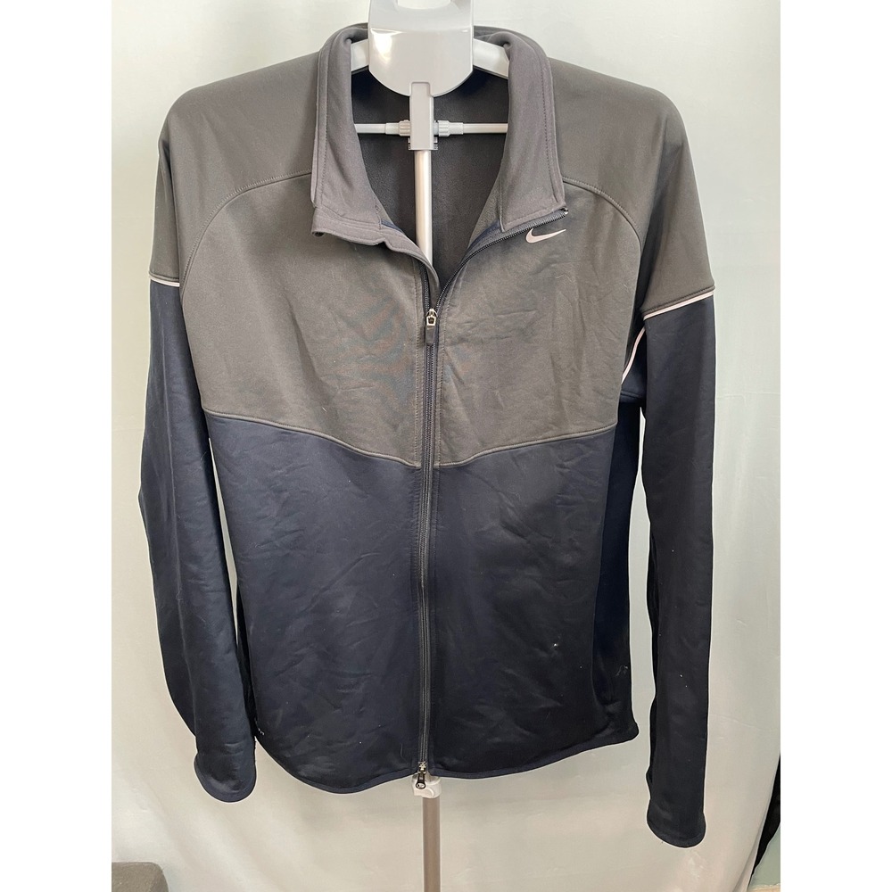 Nike Dri Fit XL Full Zip Lightweight Gray Black‎ Athletic Jacket Mens